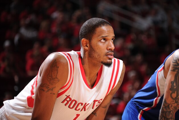 HOUSTON, TX - MAY 4:  Trevor Ariza #1 of the Houston Rockets during the game against the Houston Rockets in Game One of the Western Conference Semifinals during the 2015 NBA Playoffs on May 4, 2015 at the Toyota Center in Houston, Texas. NOTE TO USER: User expressly acknowledges and agrees that, by downloading and or using this photograph, User is consenting to the terms and conditions of the Getty Images License Agreement. Mandatory Copyright Notice: Copyright 2015 NBAE (Photo by Bill Baptist/NBAE via Getty Images)