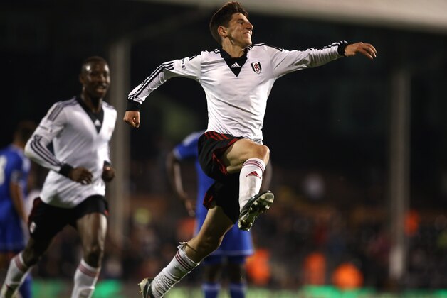LONDON, ENGLAND - APRIL 28: Emerson Hyndman of Fulham celebrates after scoring the team's second goal during the FA Youth Cup Final: First Leg match between Fulham and Chelsea at Craven Cottage on April 28, 2014 in London, England. (Photo by Charlie Crowhurst/Getty Images) LONDON, ENGLAND - APRIL 28: Emerson Hyndman of Fulham celebrates after scoring the team's second goal during the FA Youth Cup Final: First Leg match between Fulham and Chelsea at Craven Cottage on April 28, 2014 in London, England. (Photo by Charlie Crowhurst/Getty Images)