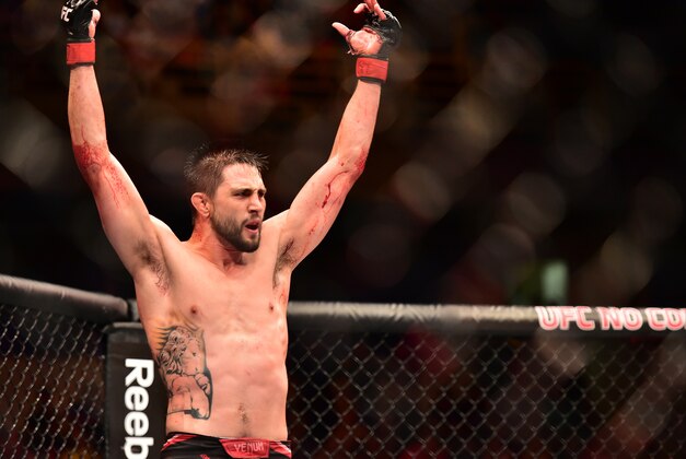 May 30, 2015; Goiania, GO, Brazil; Carlos Condit reacts during his fight against Thiago Alves during UFC Fight Night at Goiania Arena. Mandatory Credit: Jason Silva-USA TODAY Sports