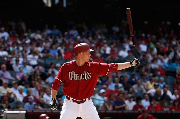 PHOENIX, AZ - MAY 13:  Mark Trumbo #15 of the Arizona Diamondbacks bats against the Washington Nationals during the MLB game at Chase Field on May 13, 2015 in Phoenix, Arizona.  (Photo by Christian Petersen/Getty Images)