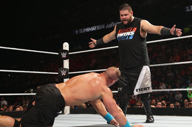 WWE wrestler John Cena celebrates his victory over opponent Rusev at Wrestlemania XXXI, on Sunday, March 29, 2015 in Santa Clara, CA. 2015 marks the first year Wrestlemania will be held in the San Francisco Bay Area, being made available to viewers in 177 countries via the WWE Network. (Don Feria/AP Images for WWE)