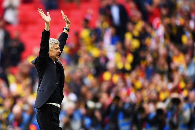 LONDON, ENGLAND - MAY 30:  Arsene Wenger manager of Arsenal celebrates following the FA Cup Final between Aston Villa and Arsenal at Wembley Stadium on May 30, 2015 in London, England.  (Photo by Shaun Botterill/Getty Images)