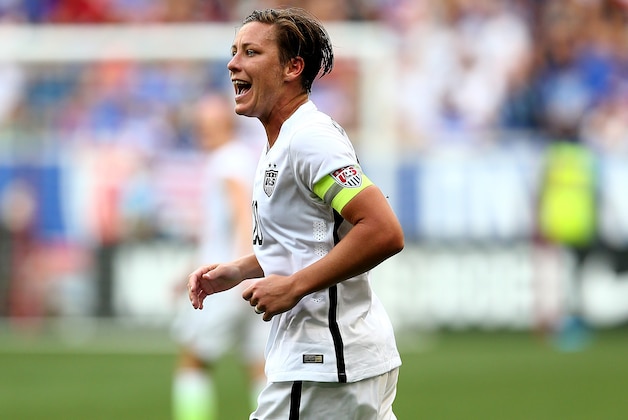 HARRISON, NJ - MAY 30:  Abby Wambach #20 of United States reacts in the second half against the South Korea during an international friendly match at Red Bull Arena on May 30, 2015 in Harrison, New Jersey.  (Photo by Elsa/Getty Images)