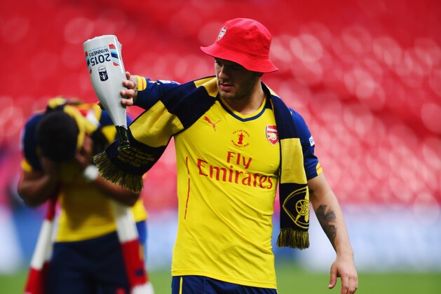 LONDON, ENGLAND - MAY 30:  Jack Wilshere of Arsenal looks on in victory after the FA Cup Final between Aston Villa and Arsenal at Wembley Stadium on May 30, 2015 in London, England. Arsenal beat Aston Villa 4-0.  (Photo by Shaun Botterill/Getty Images)