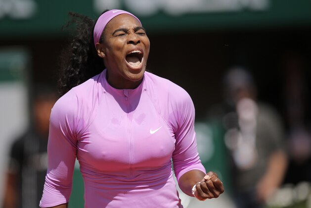 Serena Williams of the U.S. clenches her fist as she plays compatriot216 Sloane Stephens of the U.S. during their fourth round match of the French Open tennis tournament at the Roland Garros stadium, Monday, June 1, 2015 in Paris. (AP Photo/Christophe Ena) Serena Williams of the U.S. clenches her fist as she plays compatriot216 Sloane Stephens of the U.S. during their fourth round match of the French Open tennis tournament at the Roland Garros stadium, Monday, June 1, 2015 in Paris. (AP Photo/Christophe Ena)