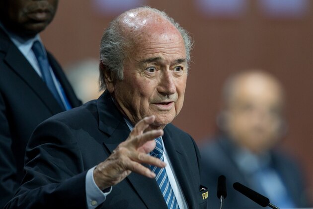 ZURICH, SWITZERLAND - MAY 29: FIFA President Joseph S. Blatter speaks after his election at the 65th FIFA Congress at Hallenstadion on May 29, 2015 in Zurich, Switzerland. (Photo by Philipp Schmidli/Getty Images)
