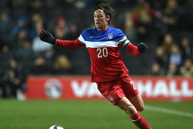 MILTON KEYNES, ENGLAND - FEBRUARY 13: Abby Wambach of the United States in action during the Women's Friendly International match between England and USA at Stadium mk on February 13, 2015 in Milton Keynes, England. (Photo by Tom Dulat/Getty Images)