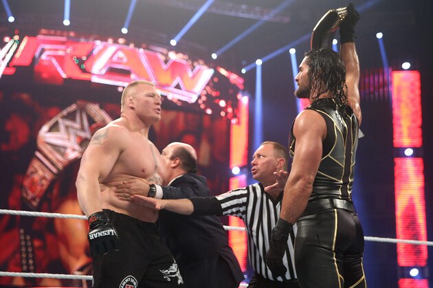 Brock Lesnar and Seth Rollins at Raw