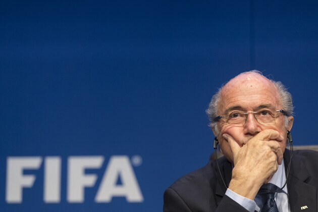 ZURICH, SWITZERLAND - MAY 30:  FIFA President Joseph S. Blatter talks to the press during the FIFA Post Congress Week Press Conference at the Home of FIFA on May 30, 2015 in Zurich, Switzerland.  (Photo by Alessandro Della Bella/Getty Images)