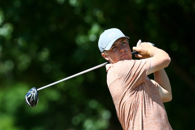 IRVING, TX - MAY 31:  Jordan Spieth hits his tee shot on the first hole during the Final Round of the AT&T Byron Nelson at the TPC Four Seasons Resort Las Colinas on May 31, 2015 in Irving, Texas.  (Photo by Sarah Crabill/Getty Images)