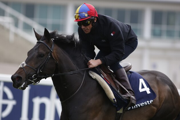 EPSOM, ENGLAND - MAY 26: Frankie Dettori riding Golden Horn during the 'Breakfast With The Stars' morning at Epsom racecourse on May 26, 2015 in Epsom, England. (Photo by Alan Crowhurst/Getty Images)
