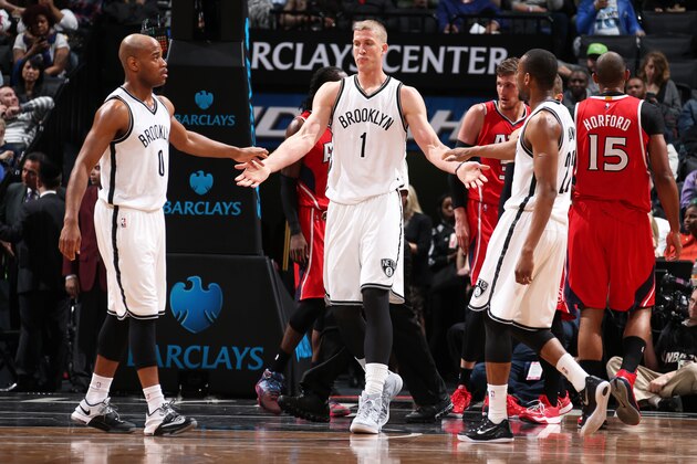 NEW YORK, NY - APRIL 8: Jarrett Jack #0 Mason Plumlee #1 and Markel Brown #22 of the Brooklyn Nets during the game against the Atlanta Hawks on April 8, 2015 at the Barclays Center in the Brooklyn borough of New York City. NOTE TO USER: User expressly acknowledges and agrees that, by downloading and or using this Photograph, user is consenting to the terms and conditions of the Getty Images License Agreement. Mandatory Copyright Notice: Copyright 2015 NBAE (Photo by Nathaniel S. Butler/NBAE via Getty Images) NEW YORK, NY - APRIL 8: Jarrett Jack #0 Mason Plumlee #1 and Markel Brown #22 of the Brooklyn Nets during the game against the Atlanta Hawks on April 8, 2015 at the Barclays Center in the Brooklyn borough of New York City. NOTE TO USER: User expressly acknowledges and agrees that, by downloading and or using this Photograph, user is consenting to the terms and conditions of the Getty Images License Agreement. Mandatory Copyright Notice: Copyright 2015 NBAE (Photo by Nathaniel S. Butler/NBAE via Getty Images)