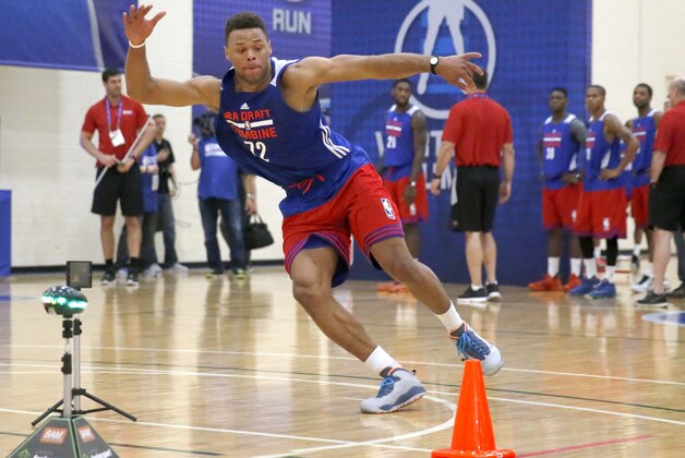 Virginia's Justin Anderson participates in the NBA basketball combine Thursday, May 14, 2015, in Chicago. (AP Photo/Charles Rex Arbogast) Virginia's Justin Anderson participates in the NBA basketball combine Thursday, May 14, 2015, in Chicago. (AP Photo/Charles Rex Arbogast)