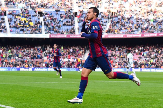BARCELONA, SPAIN - DECEMBER 20:  Pedro Rodriguez of FC Barcelona celebrates after scoring the opening goal during the La Liga match between FC Barcelona and Cordoba CF at Camp Nou on December 20, 2014 in Barcelona, Spain.  (Photo by David Ramos/Getty Images)