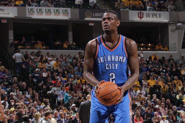 INDIANAPOLIS, IN - APRIL 12: Anthony Morrow #2 of the Oklahoma City Thunder shoots against the Indiana Pacers during the game in Indianapolis, Indiana. NOTE TO USER: User expressly acknowledges and agrees that, by downloading and/or using this photograph, User is consenting to the terms and conditions of the Getty Images License Agreement. Mandatory Copyright Notice: Copyright 2015 NBAE (Photo by Ron Hoskins/NBAE via Getty Images)
