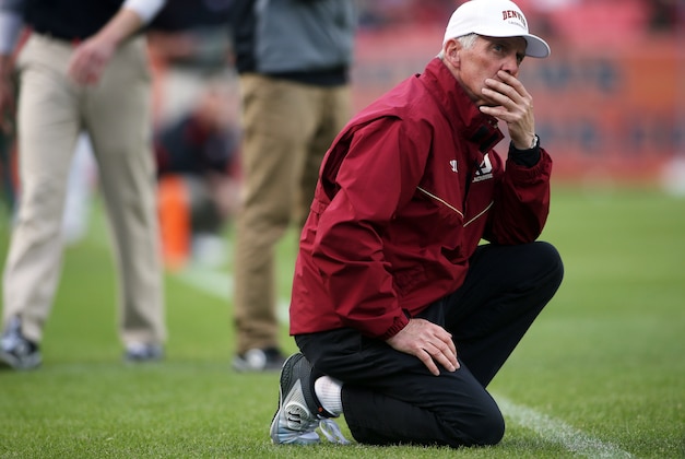 May 16, 2015; Denver, CO, USA; University of Denver Pioneers head coach Bill Tierney reacts during the second quarter against the Ohio State Buckeyes at Sports Authority Field at Mile High. Mandatory Credit: Chris Humphreys-USA TODAY Sports