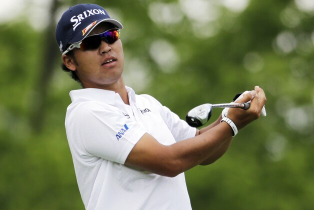 Hideki Matsuyama, of Japan, watches his tee shot on the third hole during the first round of the Memorial golf tournament, Thursday, June 4, 2015, in Dublin, Ohio. (AP Photo/Darron Cummings)