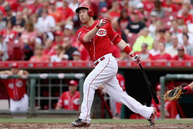 CINCINNATI, OH - MAY 31:  Todd Frazier #21 of the Cincinnati Reds hits a home run in the 4th inning during the game against the Washington Nationals at Great American Ball Park on May 31, 2015 in Cincinnati, Ohio.  (Photo by Andy Lyons/Getty Images)