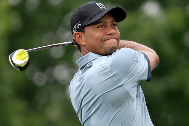 DUBLIN, OH - JUNE 05:  Tiger Woods watches his tee shot on the first hole during the second round of The Memorial Tournament presented by Nationwide at Muirfield Village Golf Club on June 5, 2015 in Dublin, Ohio.  (Photo by Sam Greenwood/Getty Images)