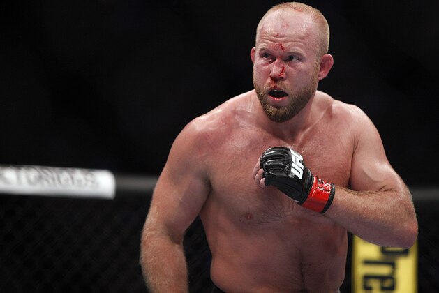 Oct 19, 2013; Houston, TX, USA; Tim Boetsch fights against C.B. Dollaway (not pictured) in their middleweight bout during UFC 166 at Toyota Center. Mandatory Credit: Andrew Richardson-USA TODAY Sports