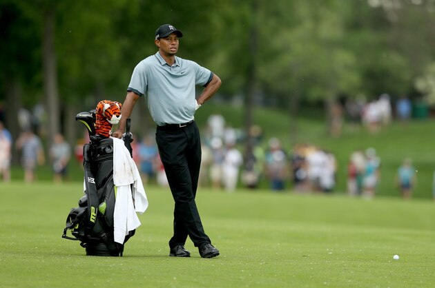 DUBLIN, OH - JUNE 05:  Tiger Woods waits to hit his second shot on the 15th hole during the second round of The Memorial Tournament presented by Nationwide at Muirfield Village Golf Club on June 5, 2015 in Dublin, Ohio.  (Photo by Andy Lyons/Getty Images)