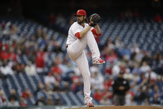 Philadelphia Phillies' Cole Hamels in action during a baseball game against the Cincinnati Reds, Wednesday, June 3, 2015, in Philadelphia. (AP Photo/Matt Slocum)