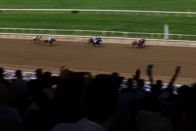 ELMONT, NY - JUNE 06:  Race fans cheers during a race prior to the 147th running of the Belmont Stakes at Belmont Park on June 6, 2015 in Elmont, New York.  (Photo by Streeter Lecka/Getty Images)