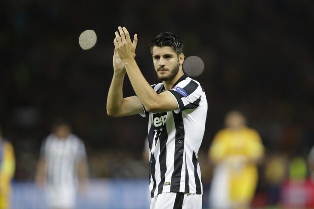 Juventus' Alvaro Morata reacts after losing the Champions League final soccer match between Juventus Turin and FC Barcelona at the Olympic stadium in Berlin Saturday, June 6, 2015. Barcelona won the match 3-1. (AP Photo/Luca Bruno)