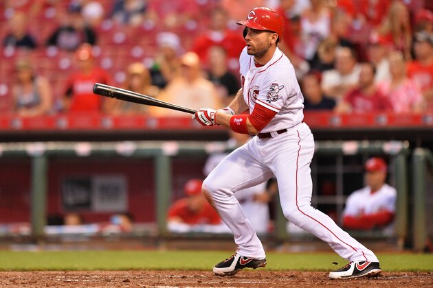 CINCINNATI, OH - JUNE 5: Joey Votto #19 of the Cincinnati Reds watches his two-run single in the fifth inning against the San Diego Padres at Great American Ball Park on June 5, 2015 in Cincinnati, Ohio. (Photo by Jamie Sabau/Getty Images) CINCINNATI, OH - JUNE 5: Joey Votto #19 of the Cincinnati Reds watches his two-run single in the fifth inning against the San Diego Padres at Great American Ball Park on June 5, 2015 in Cincinnati, Ohio. (Photo by Jamie Sabau/Getty Images)
