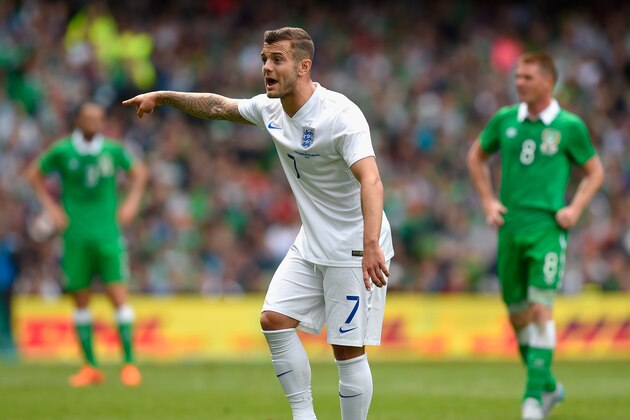 DUBLIN, IRELAND - JUNE 07: England player Jack Wilshire makes a point during the International friendly match between Republic of  Ireland and England at Aviva Stadium on June 7, 2015 in Dublin, Ireland.  (Photo by Stu Forster/Getty Images)
