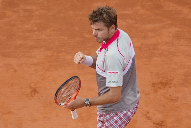 Jun 2, 2015; Paris, France; Stan Wawrinka (SUI) reacts during his match against Roger Federer (SUI) on day 10 at Roland Garros. Mandatory Credit: Susan Mullane-USA TODAY Sports