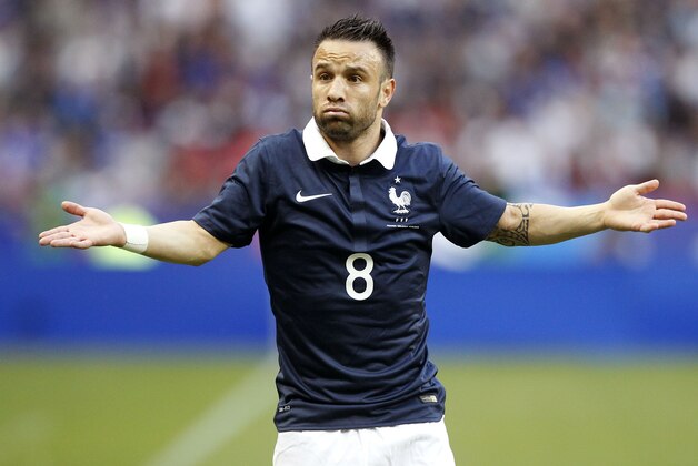 France's Mathieu Valbuena reacts during his international friendly soccer match between France and Belgium at the Stade de France, north of Paris, France, Sunday, June 7, 2015. (AP Photo/Michel Spingler) France's Mathieu Valbuena reacts during his international friendly soccer match between France and Belgium at the Stade de France, north of Paris, France, Sunday, June 7, 2015. (AP Photo/Michel Spingler)