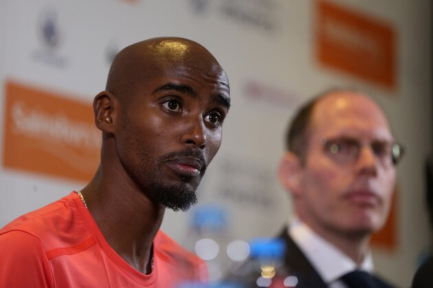 BIRMINGHAM, ENGLAND - JUNE 06:  Mo Farah of Great Britain speaks during an Sainsbury's Birmingham Grand Prix - International Athletes Press Conference at The Hyatt Hotel on June 6, 2015 in Birmingham, England.  (Photo by Ben Hoskins/Getty Images)