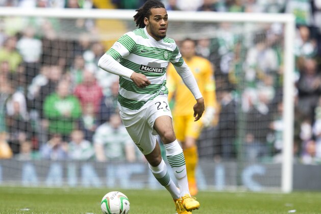 GLASGOW, SCOTLAND - MAY 24: Jason Denayer in action for Celtic  at the Scottish Premiership Match between Celtic and Inverness Caley Thistle at Celtic Park on May 24, 2015 in Glasgow, Scotland.  (Photo by Jeff Holmes/Getty Images)