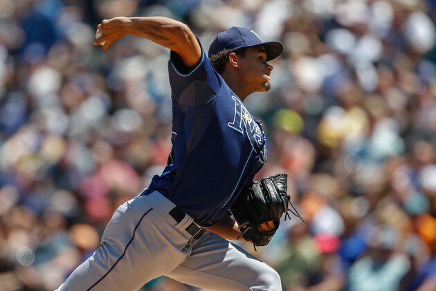 SEATTLE, WA - JUNE 07:  Starting pitcher Chris Archer #22 of the Tampa Bay Rays pitches against the Seattle Mariners in the first inning at Safeco Field on June 7, 2015 in Seattle, Washington.  (Photo by Otto Greule Jr/Getty Images)