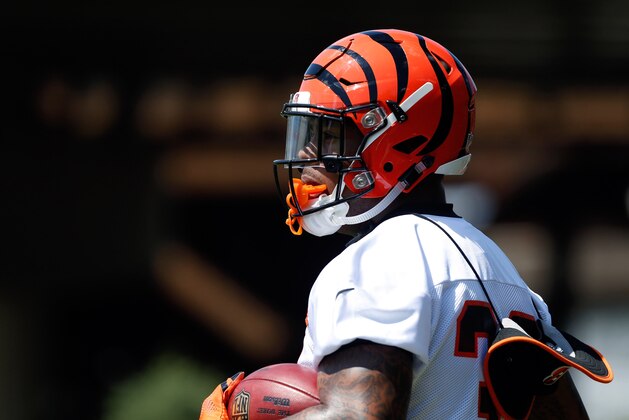 May 26, 2015; Cincinnati, OH, USA; Cincinnati Bengals running back Jeremy Hill (32) during OTAs at Paul Brown Stadium. Mandatory Credit: Aaron Doster-USA TODAY Sports