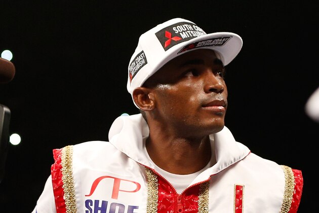 LAS VEGAS, NV - JULY 12:  Erislandy Lara enters the ring before his junior middleweight bout against Canelo Alvarez at the MGM Grand Garden Arena on July 12, 2014 in Las Vegas, Nevada.  Alvarez defeated Lara by split decision. (Photo by Josh Hedges/Getty Images)