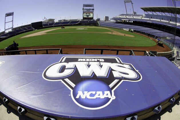 TD Ameritrade Park, home of the NCAA baseball College World Series, is seen in Omaha, Neb., Wednesday, June 10, 2015. Final preparations are being made for the start of the College World Series this weekend, with grounds crew manicuring the field in downtown Omaha. (AP Photo/Nati Harnik)