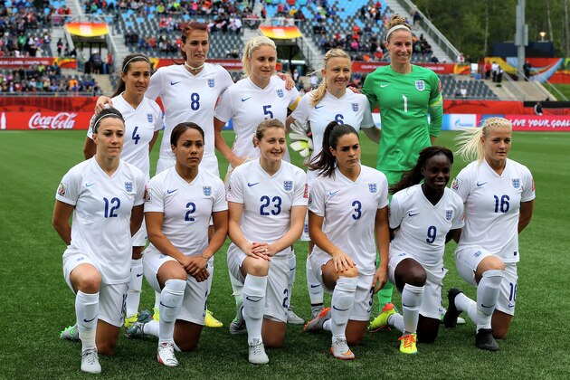 MONCTON, NB - JUNE 09:  England poses for a picture before the match against France during the FIFA Women's World Cup 2015 Group F match at Moncton Stadium on June 9, 2015 in Moncton, Canada.  (Photo by Elsa/Getty Images)