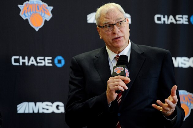 NEW YORK, NY - MARCH 18: Phil Jackson answers questions during the press conference to introduce him as President of the New York Knicks at Madison Square Garden on March 18, 2014 in New York City.  (Photo by Maddie Meyer/Getty Images)