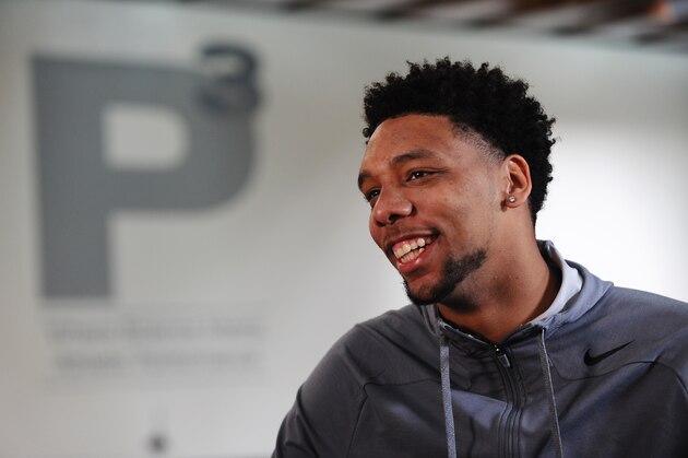 SANTA BARBARA - MAY 27:  NBA Draft Prospect Jahlil Okafor works out on May 27, 2015 at The Peak Performance Project in Santa Barbara, California. NOTE TO USER: User expressly acknowledges and agrees that, by downloading and/or using this Photograph, user is consenting to the terms and conditions of the Getty Images License Agreement. Mandatory Copyright Notice: Copyright 2015 NBAE (Photo by Juan Ocampo/NBAE via Getty Images)
