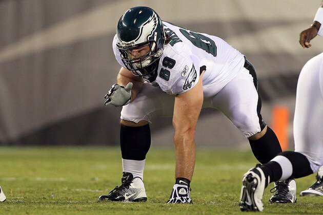 PHILADELPHIA, PA - AUGUST 11:  Evan Mathis #69 of the Philadelphia Eagles in action against the Baltimore Ravens during their pre season game on August 11, 2011 at Lincoln Financial Field in Philadelphia, Pennsylvania.  (Photo by Jim McIsaac/Getty Images)