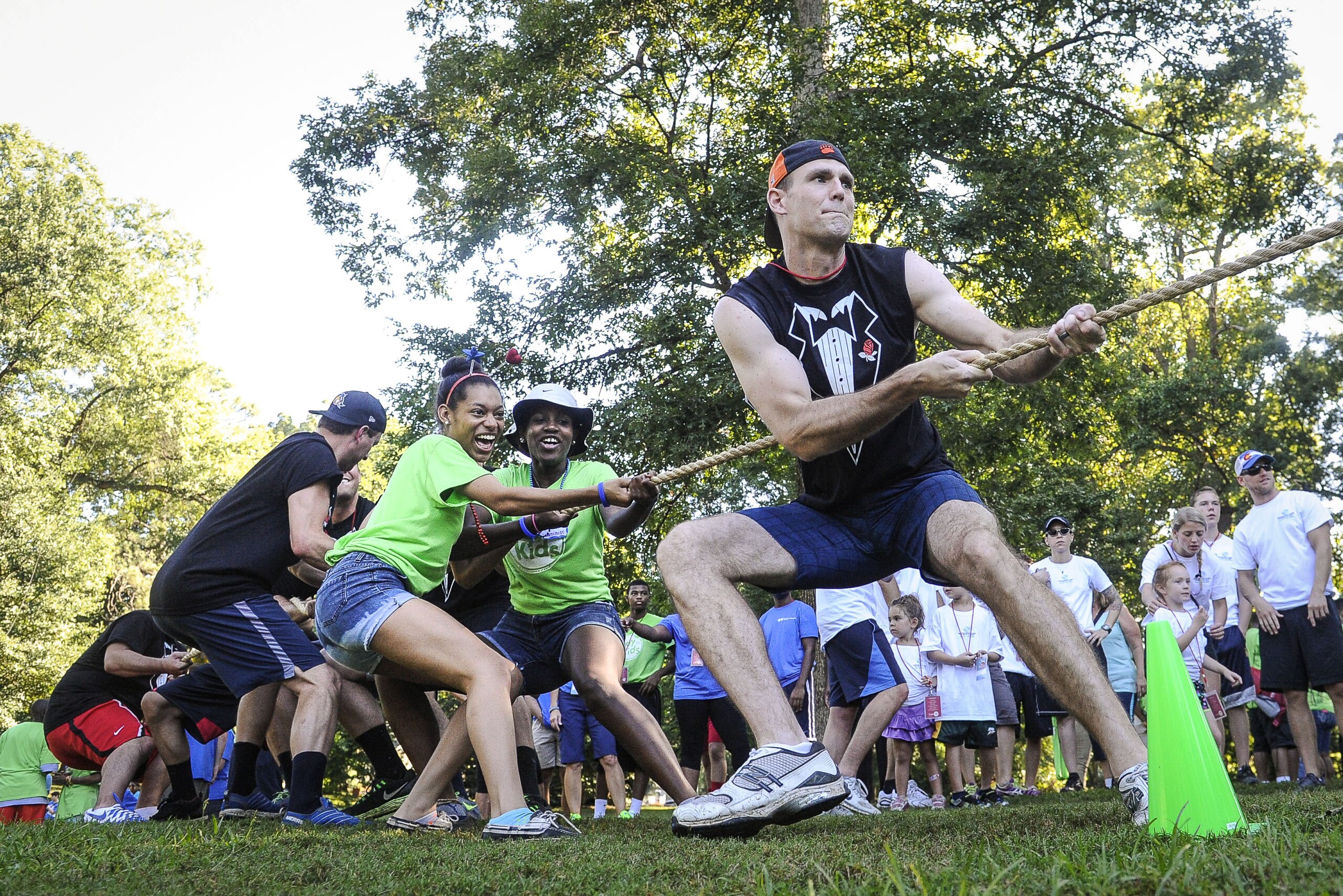 IMAGE DISTRIBUTED FOR BOYS & GIRLS CLUBS OF AMERICA - Teams participate in a tug-of-war competition during a field day event in Atlanta on Saturday, Sept. 6, to kick off Boys & Girls Clubs of America's