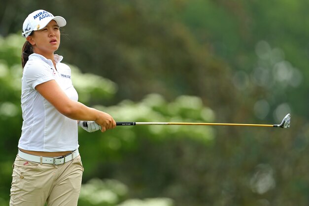 Sei Young Kim, of South Korea, hits her tee shot on the 11th hole during the second round of the KPMG Women's PGA golf championship at Westchester Country Club, Friday, June 12, 2015, in Harrison, N.Y.  (AP Photo/Adam Hunger)