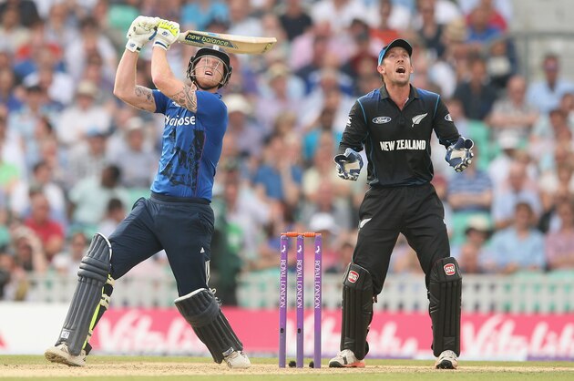 LONDON, ENGLAND - JUNE 12:  Ben Stokes of England hits out during the 2nd Royal London ODI between England and New Zealand at The Kia Oval on June 12, 2015 in London, England.  (Photo by Tom Shaw/Getty Images)