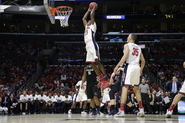 Arizona forward Rondae Hollis-Jefferson dunks during the first half of a college basketball regional semifinal against Xavier in the NCAA Tournament, Thursday, March 26, 2015, in Los Angeles. (AP Photo/Jae C. Hong)