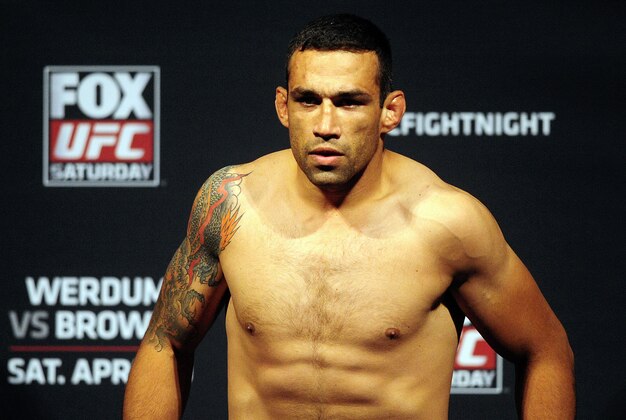 Apr 18, 2014; Orlando, FL, USA; Fabricio Werdum steps on the scale during a weigh-in for his heavyweight fight againTravis Browne for UFC on FOX 11 at Amway Center. Mandatory Credit: David Manning-USA TODAY Sports