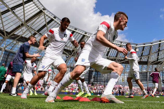 DUBLIN, IRELAND - JUNE 07: England player Jamie Vardy warms up before the International friendly match between Republic of Ireland and England at Aviva Stadium on June 7, 2015 in Dublin, Ireland. (Photo by Stu Forster/Getty Images) DUBLIN, IRELAND - JUNE 07: England player Jamie Vardy warms up before the International friendly match between Republic of Ireland and England at Aviva Stadium on June 7, 2015 in Dublin, Ireland. (Photo by Stu Forster/Getty Images)