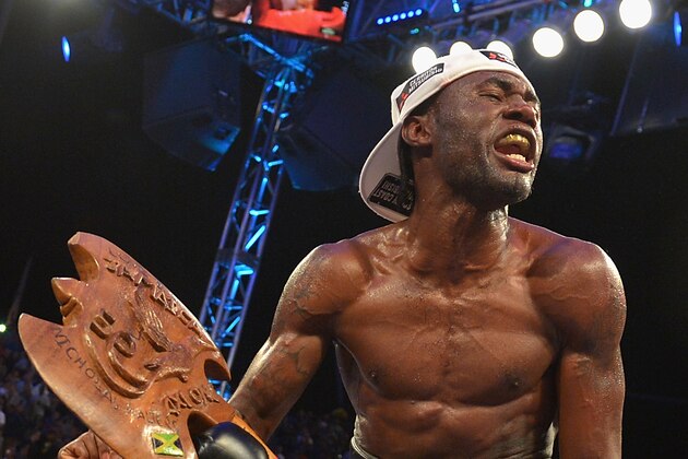 LOS ANGELES, CA - OCTOBER 18:  Nicholas Walters of Jamaica celebrates after winning the WBA 'Super' Featherweight Title against Nonito Donaire at StubHub Center on October 18, 2014 in Los Angeles, California.  (Photo by Jonathan Moore/Getty Images)