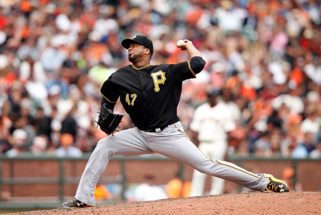 SAN FRANCISCO, CA - JUNE 03:  Francisco Liriano #47 of the Pittsburgh Pirates pitches against the San Francisco Giants at AT&T Park on June 3, 2015 in San Francisco, California.  (Photo by Ezra Shaw/Getty Images)